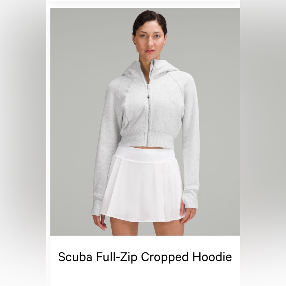 Lululemon scuba full-zip cropped hoodie size 4- heathered core ultra light grey